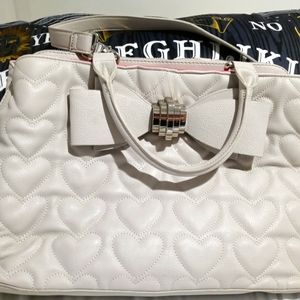 Cream Heart Embroidered Betsy Johnson Purse